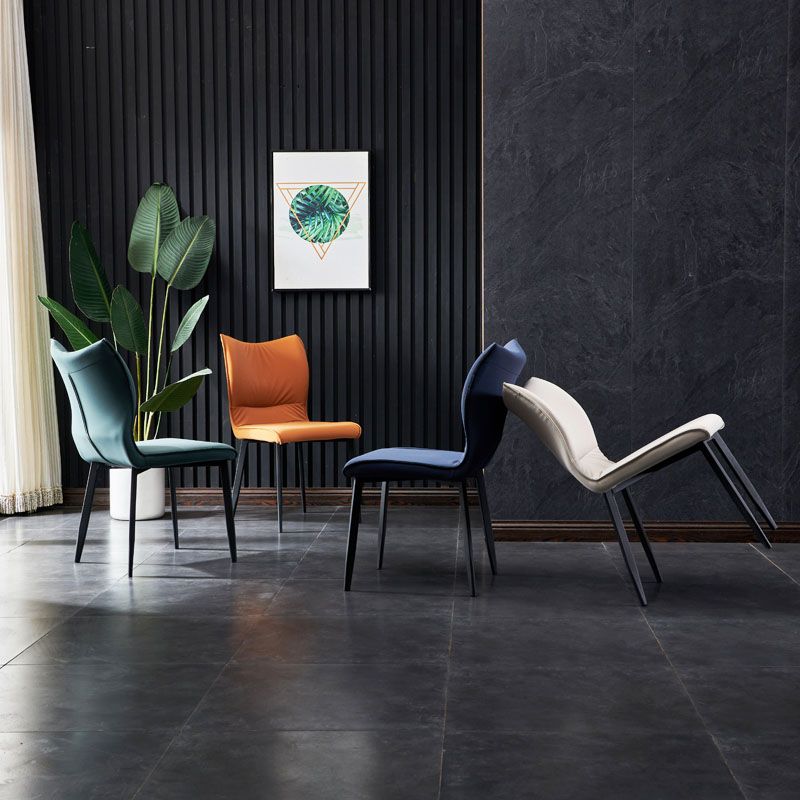 Contemporary PU Leather Dining Chairs Armless Solid Back Side Chairs for Home Use Clearhalo ' kitchen&dining_furn' 'Dining Chairs' 'Dining Tables & Seating' 'dining_chair' 'furn' 'furn_dining_chair' 'Furniture' 'furniture_dining_chair' 'Kitchen & Dining Furniture' 'kitchen' 1200x1200_4bb2153e-ff40-4964-aa97-2efa596145f7