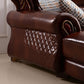 Genuine Leather Rolled Arm Sectional 36.22"High Camel Back Sofa, Dark Brown Clearhalo 'furn' 'furn_sectionals' 'Furniture' 'furniture_sectionals' 'Living Room Furniture' 'Sectionals' 1200x1200_4bb2c628-e178-4cd6-9aac-795d14e6296d
