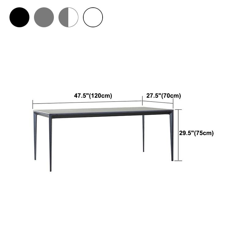 Modern Rectangle Dining Table Sintered Stone Top Table with 4 Black Metal Legs Clearhalo 'Dining Tables & Seating' 'Dining Tables' 'dining_table' 'furn' 'furn_dining_table' 'Furniture' 'Kitchen & Dining Furniture' 1200x1200_4bb30683-fd64-4a24-b398-4646cb5a58db