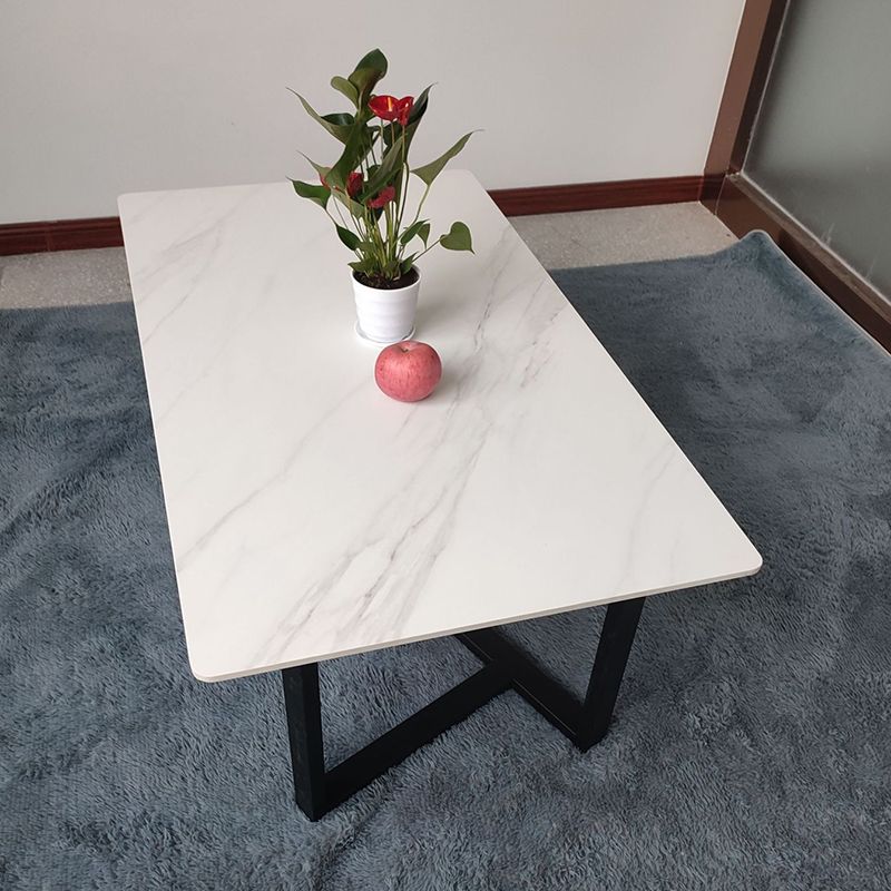 Glam Stone Coffee Table with Black Steel Base and Rectangle Top Clearhalo 'Coffee & Accent Tables' 'Coffee Tables' 'coffee_tables' 'furn' 'furn_coffee_tables' 'Furniture' 'Living Room Furniture' 1200x1200_4bb3ee72-43bd-4ad9-b8c5-d37dbcfc8c17