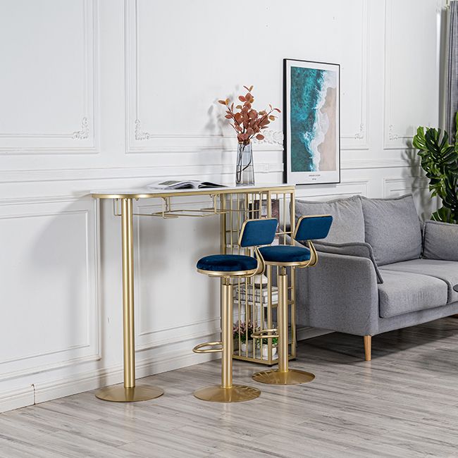 Table de bar Glam Free Form Table en marbre blanc avec rangement pour salon