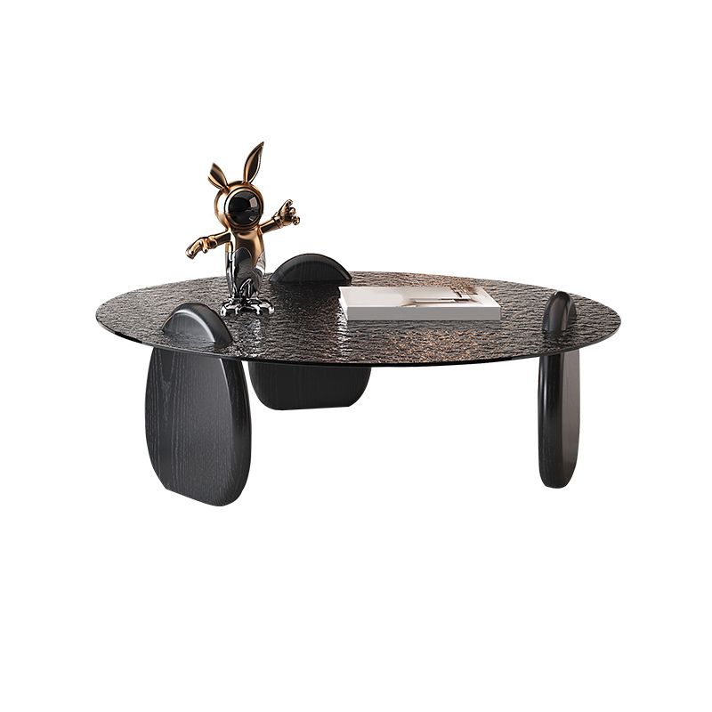 Glass Top Coffee Table Black Modern Round 3 Legs Cocktail Table Clearhalo 'Coffee & Accent Tables' 'Coffee Tables' 'coffee_tables' 'furn' 'furn_coffee_tables' 'Furniture' 'Living Room Furniture' 1200x1200_4bb646ae-dc7d-4092-89b7-77104d34d7e2