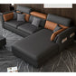 Stain-Resistant Faux Leather Flared Arm Sectional with Pillowed Back Cushions Clearhalo 'furn' 'furn_sectionals' 'Furniture' 'furniture_sectionals' 'kitchen' 'kitchen_sectionals' 'Living Room Furniture' 'Sectionals' 1200x1200_4bb86fab-ce6e-4a3a-9a08-ee8ba351850f