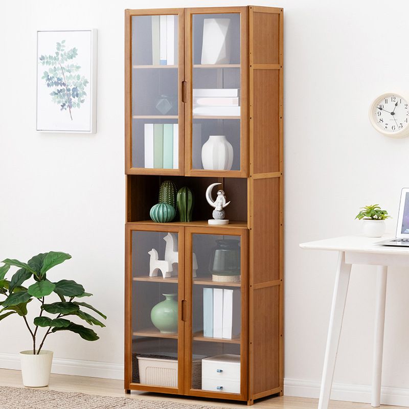 Contemporary Standard Shelf Bookcase Bamboo Book Shelf with Doors