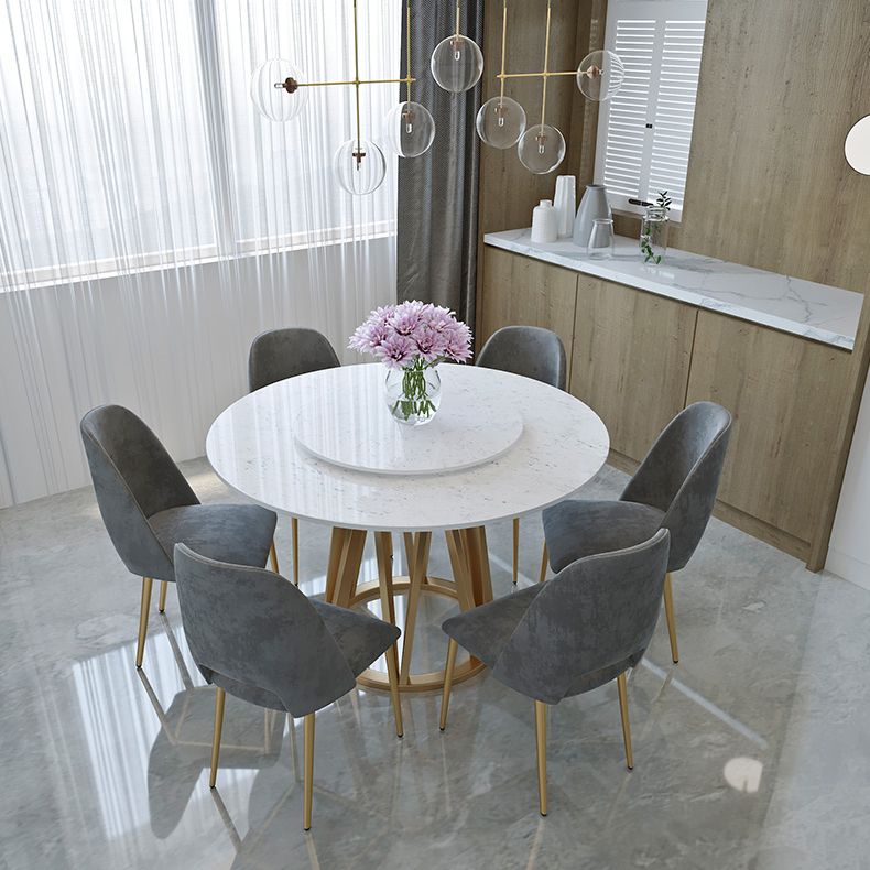 Glam 1/2/6/7 Pieces Dining Set Round Stone Dining Table for Dining Room Clearhalo 'Dining Room Sets' 'Dining Tables & Seating' 'dining_room_set' 'furn' 'furn_dining_room_set' 'Furniture' 'furniture_dining_room_set' 'Kitchen & Dining Furniture' 1200x1200_4bbdc718-2dd5-4498-8175-5843ebcc7074