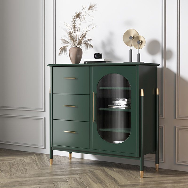 Table de buffet en bois massif planche latérale contemporaine avec armoires et tiroirs