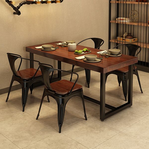 Industrial Style Rectangular Solid Wood Dining Table for Dining Room and Barbecue Shop
