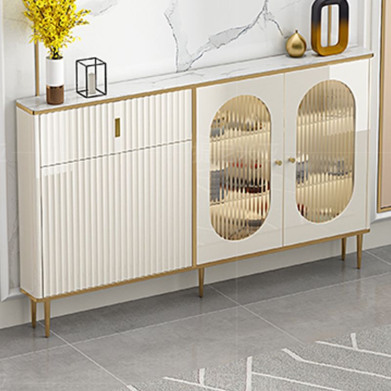 Weißer Buffetserver mit Glastüren Glam Dining Server für Küche