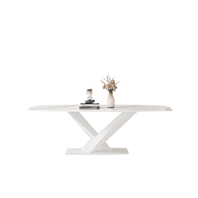 Modern Pedestal Dining Table Rectangle Stone Dining Table for Dining Room Clearhalo 'Dining Tables & Seating' 'Dining Tables' 'dining_table' 'furn' 'furn_dining_table' 'Furniture' 'Kitchen & Dining Furniture' 1200x1200_4bc06b38-7491-4106-ac0a-a60cea184548
