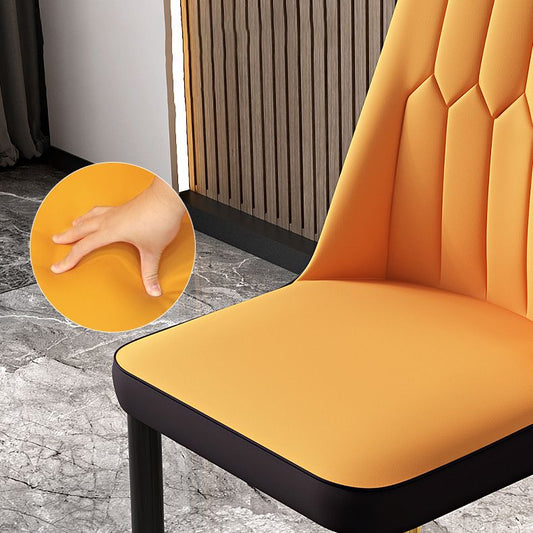 Modern Backrest Armless Cushion Chair with Metal Legs for Dining Room Clearhalo 'Dining Chairs' 'Dining Tables & Seating' 'dining_chair' 'furn' 'furn_dining_chair' 'Furniture' 'Kitchen & Dining Furniture' 1200x1200_4bc2cc3a-7aec-4825-851c-f221f17dea56