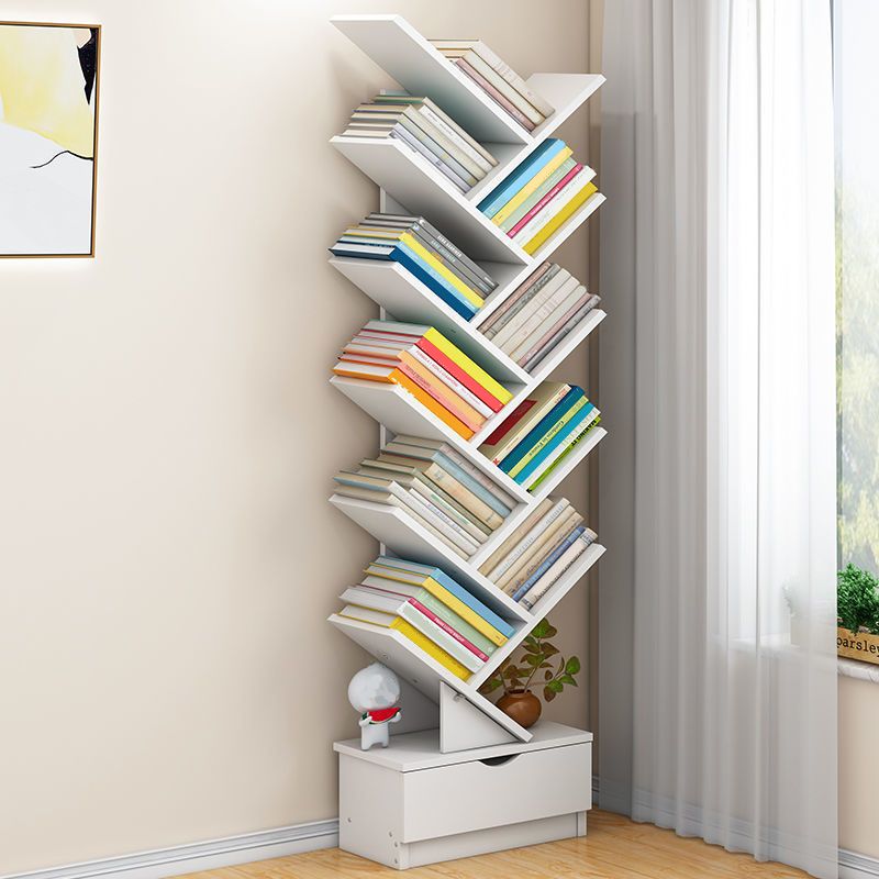 Modern Open Back Standard Bookshelf Engineered Wood Bookcase with Drawers for Study Room Clearhalo 'Bookcases' 'furn' 'furn_bookcases' 'Furniture' 'Office Furniture' 1200x1200_4bc466ba-9364-40c1-93d8-d34f0b78e7c6