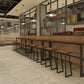 Taburete de bar con pedestal de trineo de hierro, taburete de madera industrial para interiores