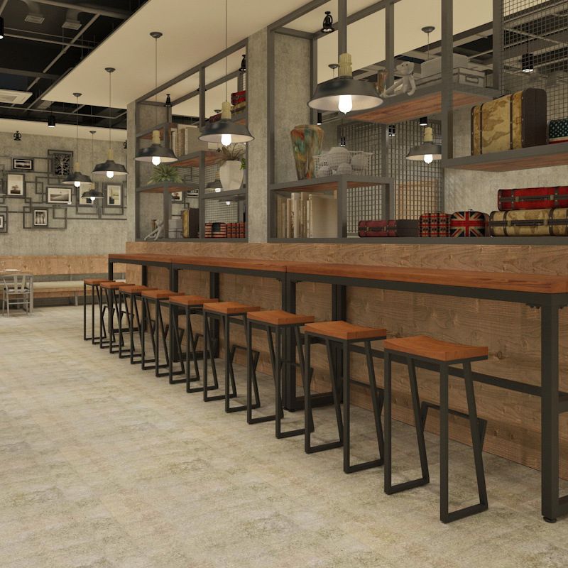 Taburete de bar con pedestal de trineo de hierro, taburete de madera industrial para interiores