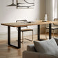 Mesa de comedor de madera maciza de roble rectangular de roble industrial con trineo