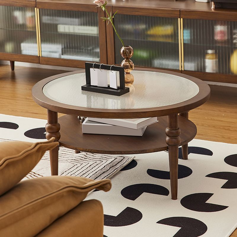 Modern Glass Top Coffee Table Solid Wood Brown Table with Storage Clearhalo 'Coffee & Accent Tables' 'Coffee Tables' 'coffee_tables' 'furn' 'furn_coffee_tables' 'Furniture' 'Living Room Furniture' 1200x1200_4bc5b234-9a99-487b-8738-a7d71387990c