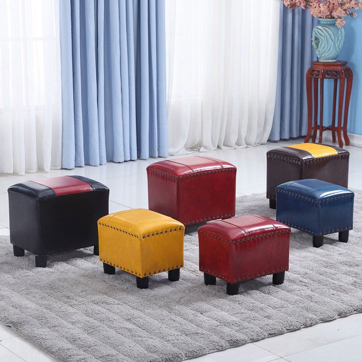 Modern Leather Standard Rectangle Nail Decoration Indoor Standard Clearhalo 'furn' 'furn_ottomans_poufs' 'Furniture' 'Living Room Furniture' 'Ottomans & Poufs' 'ottomans_poufs' 1200x1200_4bc5bae4-1868-4bf3-be2d-055c689e0a9e