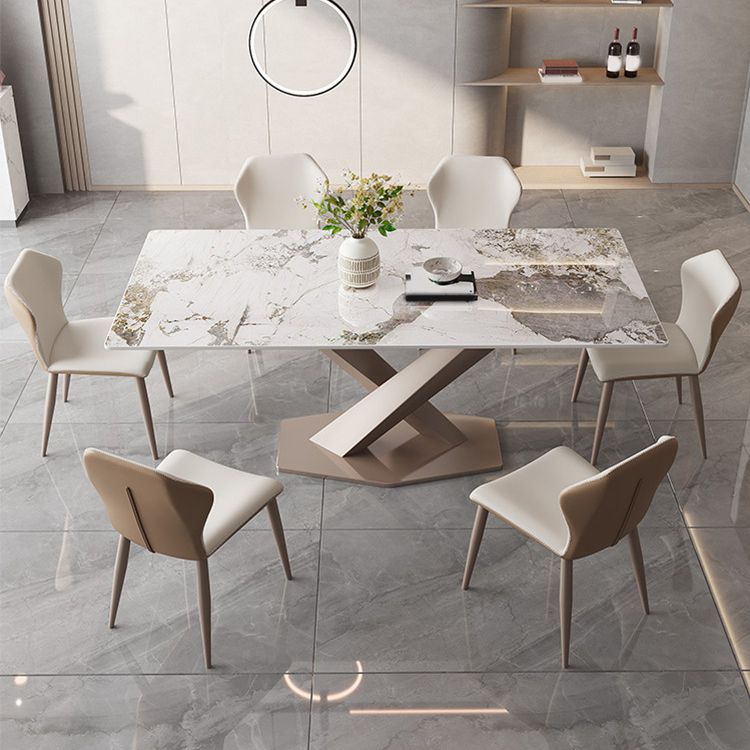 Juego de comedor glamoroso para el comedor 1/2/5/7 PCS Juego de mesa de comedor blanca brillante