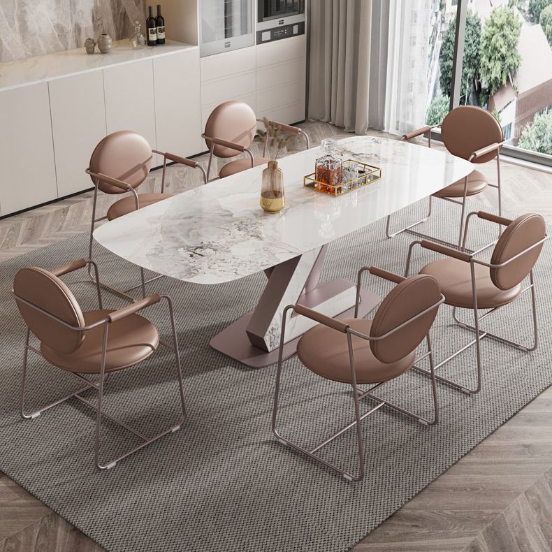 Metal Traditional Luxury Rectangle Table Sintered Stone Table with Pedestal Clearhalo ' dining_table' 'Dining Tables & Seating' 'Dining Tables' 'furn' 'furn_dining_table' 'Furniture' 'furniture_dining_table' 'Kitchen & Dining Furniture' 'kitchen&dining_furn' 'kitchen' 'kitchen_dining_table' 1200x1200_4bc6b44f-b0d9-4cd9-8fa2-17aaf83b56fe