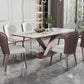 Modern Style Sintered Stone Dining Room Set with Fixed Rectangle Shape Table and Trestle Base Clearhalo 'Dining Room Sets' 'Dining Tables & Seating' 'dining_room_set' 'furn' 'furn_dining_room_set' 'Furniture' 'furniture_dining_room_set' 'Kitchen & Dining Furniture' 'kitchen&dining_furn' 'kitchen' 1200x1200_4bc7d76e-c167-4860-b779-9987ecbfc095