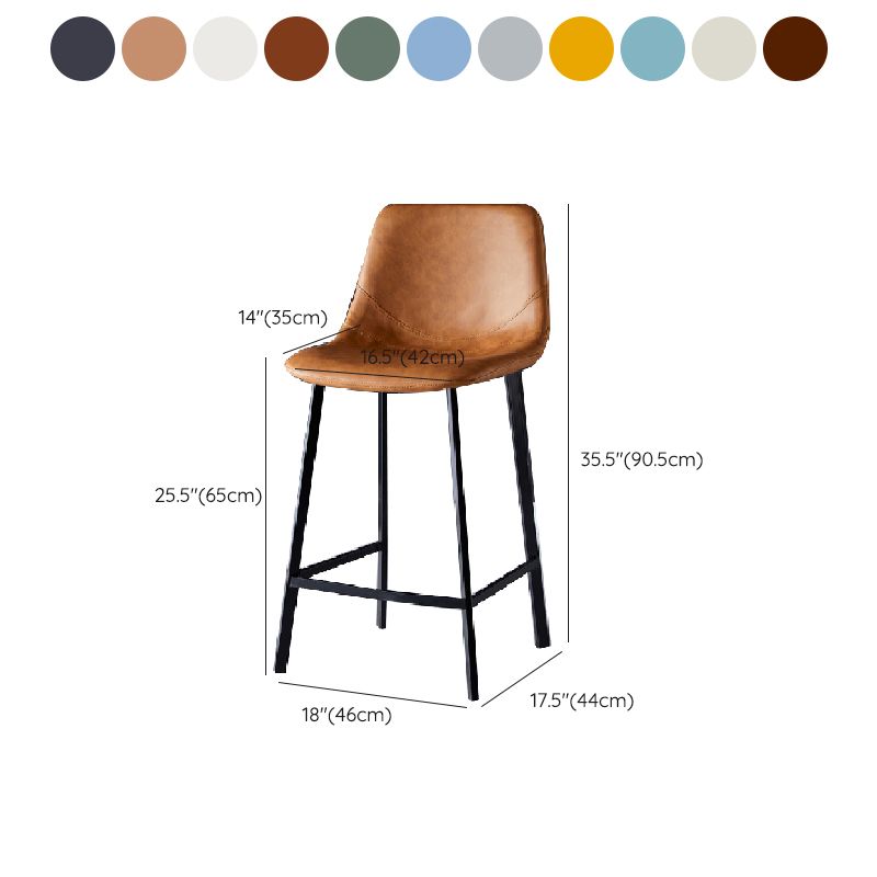 Contemporary Counter Stool Faux Leather Living Room Bar Stool with Metal Legs Clearhalo 'Bar Furniture' 'Bar Stools' 'bar_stools' 'furn' 'furn_bar_stools' 'Furniture' 'Kitchen & Dining Furniture' 1200x1200_4bc8570b-97e4-476b-a95c-7b9562f3bd3c