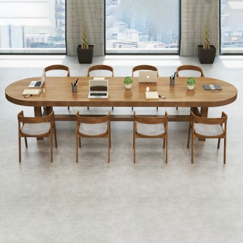 Industrial Solid Wood Writing Desk 29.53-inch Tall Oval Office Desk Clearhalo 'furn' 'furn_office_desk' 'Furniture' 'Office Desks' 'Office Furniture' 'office_desk' 1200x1200_4bc877c6-43de-4724-b8ab-b098506d2503