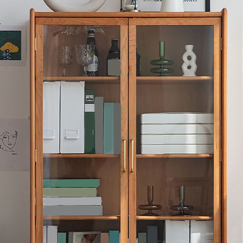 Moderni porte di vetro che esprimono un mobile in pino con porte per soggiorno