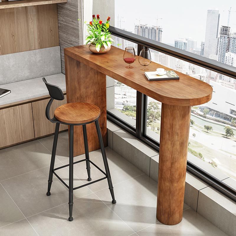 Irregular Shape Pine Wood Top Bar Table Modern Bar Table with Double Pedestal Clearhalo 'Bar Furniture' 'Bar Tables' 'bar_tables' 'furn' 'furn_bar_tables' 'Furniture' 'Kitchen & Dining Furniture' 1200x1200_4bca8da4-17c7-4db0-abf0-1ae40d68cf25