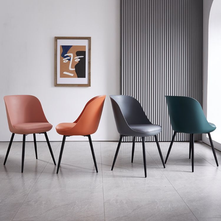 Leather Contemporary Restaurant Side Chair Solid Back Matte Finish Dining Chair Clearhalo ' kitchen&dining_furn' 'Dining Chairs' 'Dining Tables & Seating' 'dining_chair' 'furn' 'furn_dining_chair' 'Furniture' 'furniture_dining_chair' 'Kitchen & Dining Furniture' 'kitchen' 1200x1200_4bcbcba1-8f53-4c7f-b89d-f4f119d61012