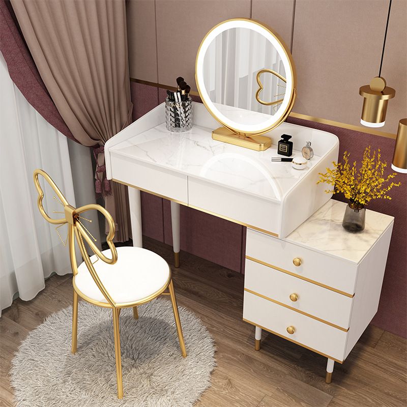 Glam Vanity Table Stone Top 15.75" W Makeup Desk with Drawers Clearhalo 'Bedroom Furniture' 'furn' 'furn_makeup_vanities' 'Furniture' 'Makeup Vanities' 'makeup_vanities' 1200x1200_4bcd3189-badd-4211-abe4-69eab362e872
