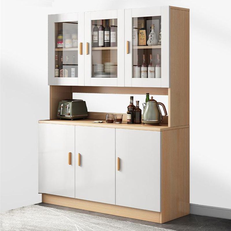 Modern Wood Dining Hutch Glass Doors Display Cabinet with Doors for Dining Room Clearhalo 'Display & China Cabinets' 'display_china_cabinets' 'furn' 'furn_display_china_cabinets' 'Furniture' 'Kitchen & Dining Furniture' 1200x1200_4bcde5e3-2cb4-48d2-8b86-e60eb7f09fec