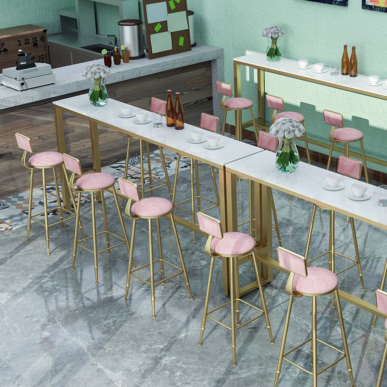 White Glam Style Bar Table in Faux Marble and Metal Living Room Simple Bar Table Clearhalo 'Bar Furniture' 'Bar Tables' 'bar_tables' 'furn' 'furn_bar_tables' 'Furniture' 'furniture_bar_tables' 'Kitchen & Dining Furniture' 1200x1200_4bce1d7a-3b73-4e9f-ae9c-19726b52b9e7