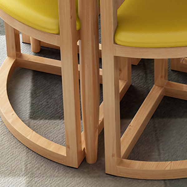 Modern Round Dinner Table Natural Oak Wooden Tabletop for 2 Persons