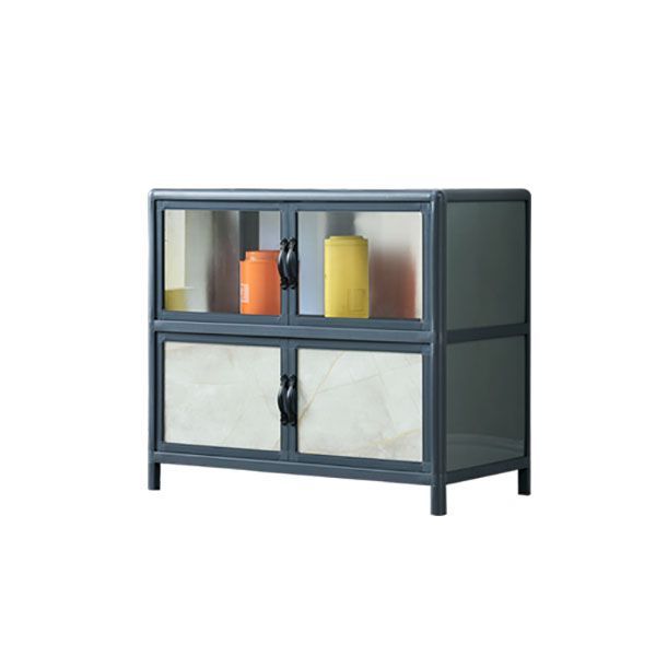 Sideboard in metallo blu con porte di vetro moderno server da pranzo con armadi