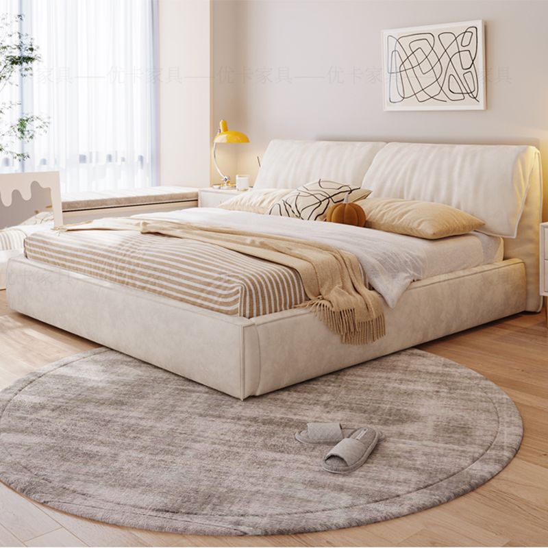 Modern Style Upholstered Headboard White Imitation Leather Bed