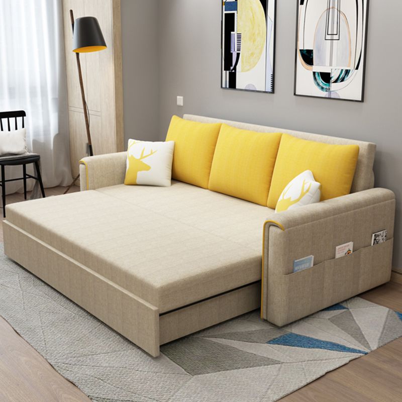 Flared Arm Modern Cotton Blend Settee Couch with Pillows with Storage Clearhalo 'furn' 'furn_sofas' 'Furniture' 'Living Room Furniture' 'Sofa' 'sofas' 1200x1200_4bd144fe-86a4-48bf-8260-7047cd33720c