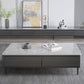 16"H Contemporary Coffee Table Slate 4 Legs Single Coffee Cocktail Table