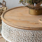 French Country Round Coffee Table with Natural Pine Wood Top Clearhalo 'Coffee & Accent Tables' 'Coffee Tables' 'coffee_tables' 'furn' 'furn_coffee_tables' 'Furniture' 'Living Room Furniture' 1200x1200_4bd243cf-888f-4c98-956e-def93e3d3f96