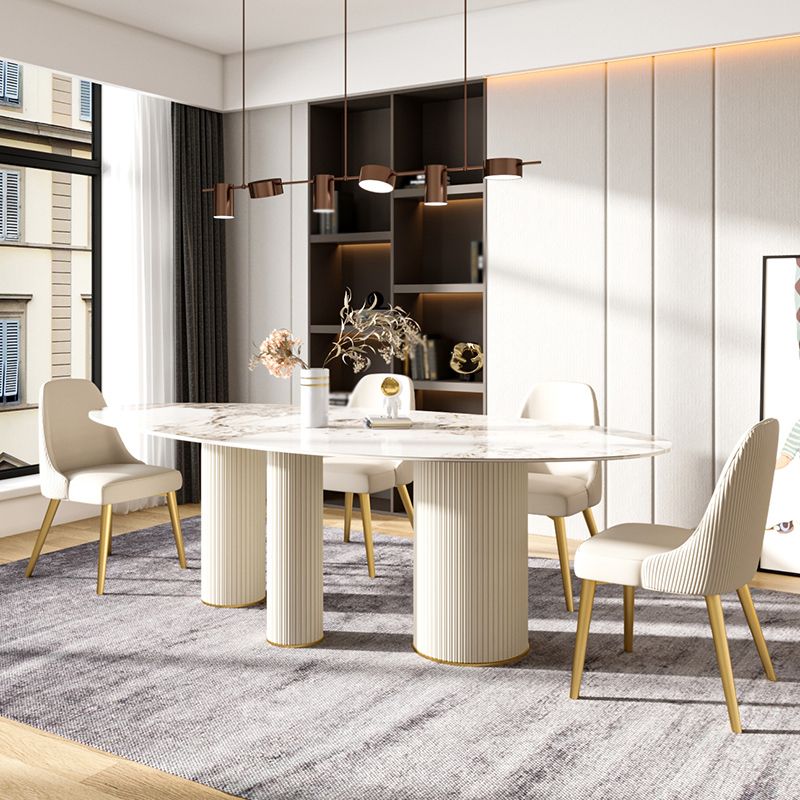 Metal Traditional Luxury Oval Indoor Table Sintered Stone Table with 3 Legs Clearhalo 'Dining Tables & Seating' 'Dining Tables' 'dining_table' 'furn' 'furn_dining_table' 'Furniture' 'furniture_dining_table' 'Kitchen & Dining Furniture' 'kitchen' 'kitchen_dining_table' 1200x1200_4bd3971a-3117-4992-b407-df3a4ae7ba2e