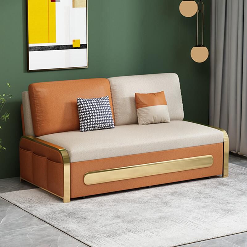 Modern Style 35.43"H Faux Leather Armless Sofa Bed for Apartment