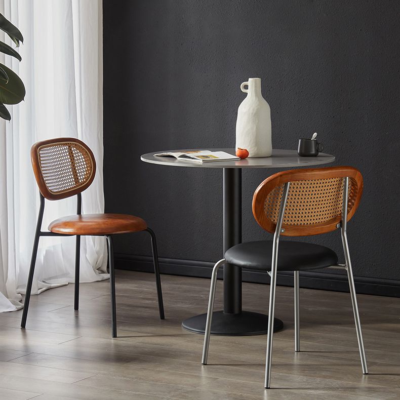 Industrial Design Faux Leather Dining Chairs Open Back Side Chair Clearhalo ' kitchen&dining_furn' 'Dining Chairs' 'Dining Tables & Seating' 'dining_chair' 'furn' 'furn_dining_chair' 'Furniture' 'furniture_dining_chair' 'Kitchen & Dining Furniture' 'kitchen' 1200x1200_4bd3d092-901f-4f81-9e5d-7aaf410eb5eb