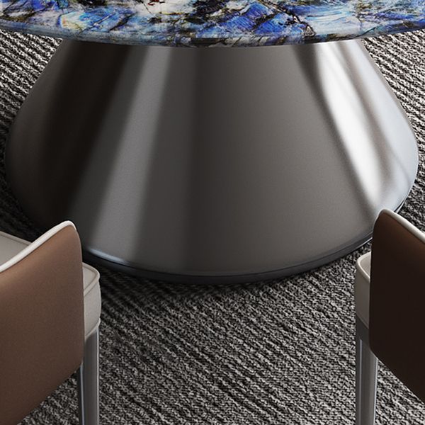 Metal Pedestal Dining Table Round Stone Top Dining Table for Dining Room Clearhalo 'Dining Tables & Seating' 'Dining Tables' 'dining_table' 'furn' 'furn_dining_table' 'Furniture' 'Kitchen & Dining Furniture' 1200x1200_4bd425c2-e4c5-4621-919e-3f59ec18cc0c