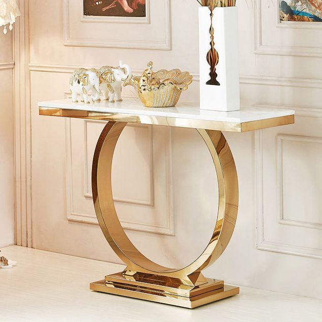 Tabella della console in marmo da 16 "W Tavolo accento resistente alle macchie glam per Hall