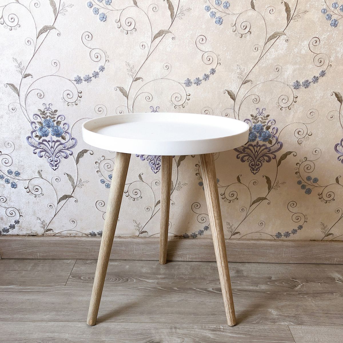 11.75 inch Wide Scandinavian Sofa Side Accent Table Tri Pin Round Side End Table