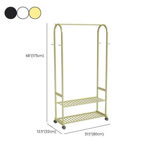 Rack de metal moderno colgante de ropa de colores sólidos con estantería de almacenamiento