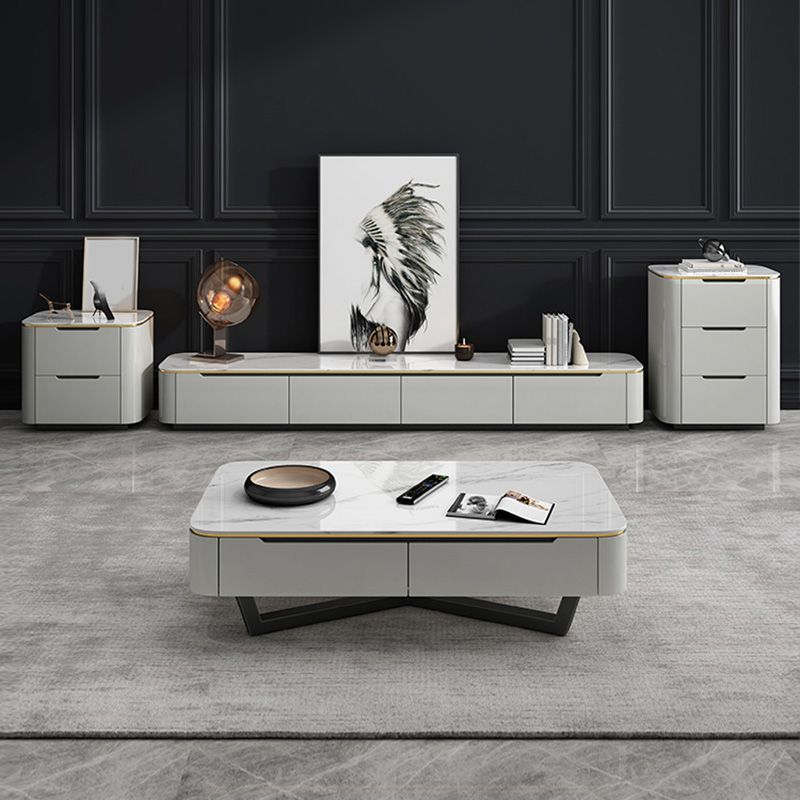 Tavolino in ardesia e tavolino in marmo Tavolino singolo moderno con 4 cassetti