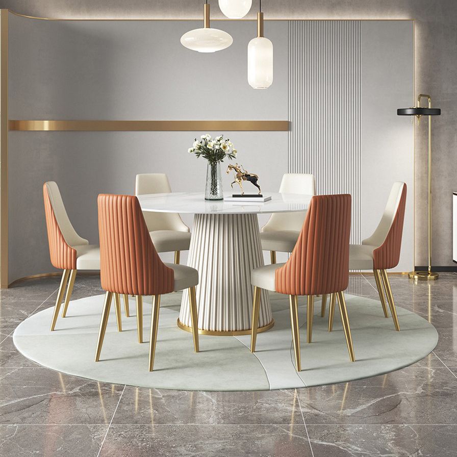 Contemporary Sintered Stone Table Round Table Set 1/3/4/5/6/7 Pieces Dining Set Clearhalo 'Dining Room Sets' 'Dining Tables & Seating' 'dining_room_set' 'furn' 'furn_dining_room_set' 'Furniture' 'Kitchen & Dining Furniture' 1200x1200_4be3e1ab-50f2-46e9-94a6-c55309c913e6