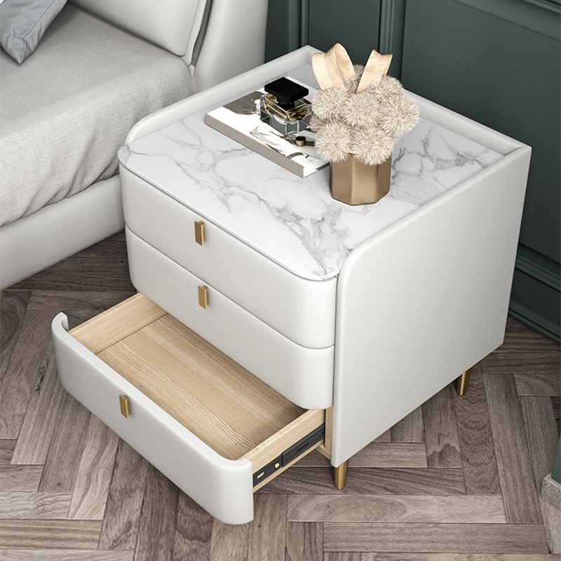 Comodino in legno con 3 cassetti contemporanei da 25 "alto comodino