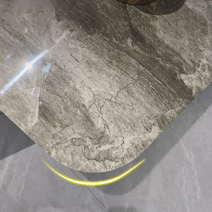 Contemporary Style Sintered Stone Dining Table with Grey Fixed Table and Trestle Base Clearhalo 'Dining Room Sets' 'Dining Tables & Seating' 'dining_room_set' 'furn' 'furn_dining_room_set' 'Furniture' 'furniture_dining_room_set' 'Kitchen & Dining Furniture' 'kitchen&dining_furn' 'kitchen' 1200x1200_4be5ba7d-ca6b-47b8-81af-6abd569ae573