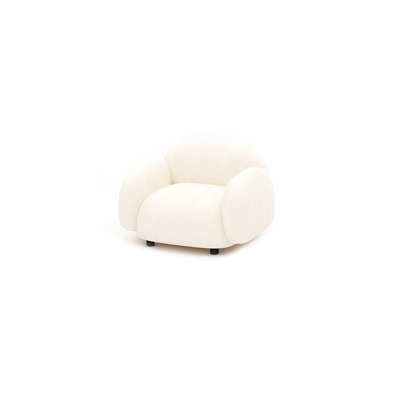 Modern Rolled Arm Sofa White Velvet Sofa for Living Room, Apartment