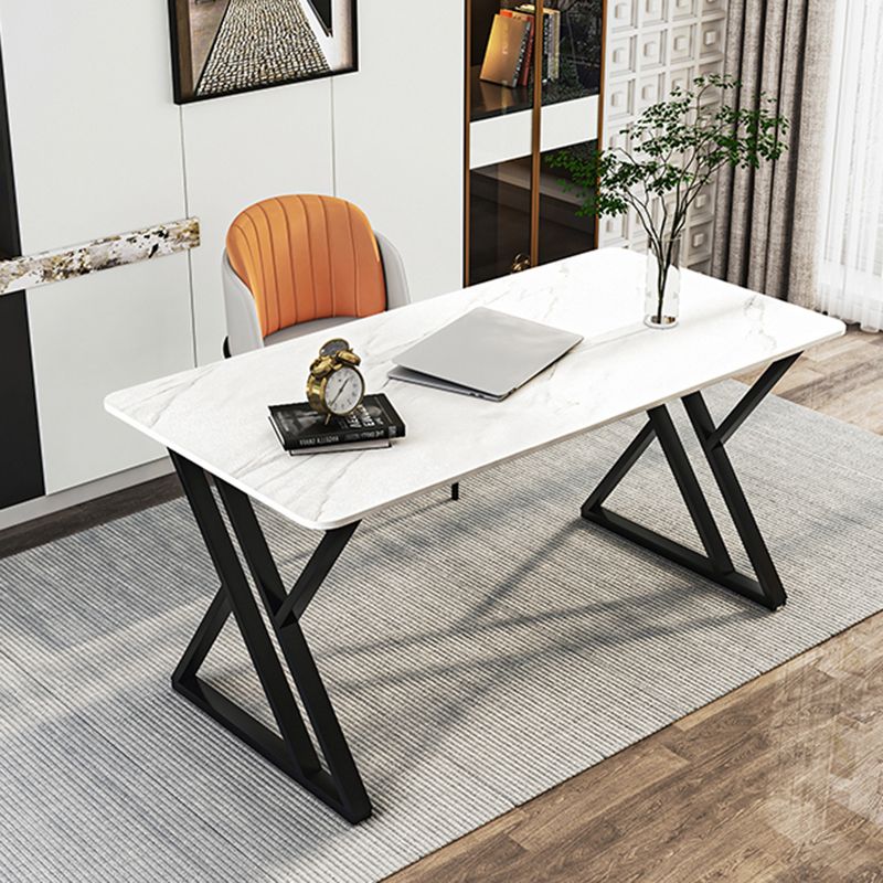 Rectangular Shaped Slate Computer Desk White Writing Desk for Home Clearhalo 'furn' 'furn_office_desk' 'Furniture' 'Office Desks' 'Office Furniture' 'office_desk' 1200x1200_4becc23b-a73d-4ca3-9729-fd5e5e8e67cf